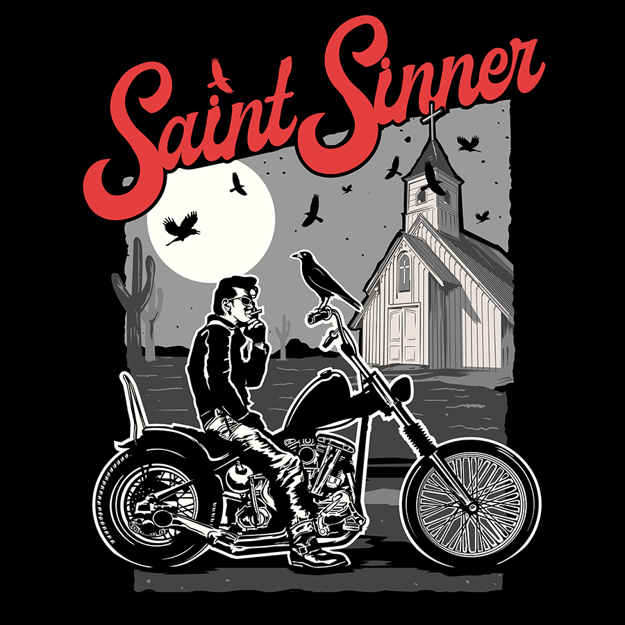 013 - Saint Sinner - A desert chopper story T-Shirt