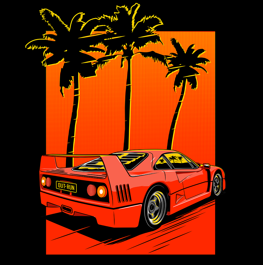 06 - Ferrari F40 'Out Run' T-shirt